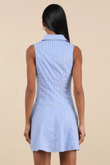 Zenley White Collared Skater Mini Dress