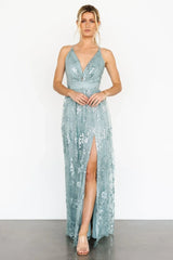 Tasha Sequin Gown | Sage Blue